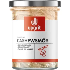 Cashewsmör EKO 300g Upgrit - ekologiskt cashewsmör i glasburk med krämig konsistens utan tillsatser