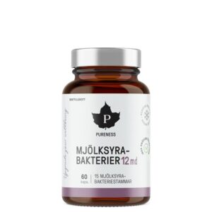 Mjölksyrabakterier 12 md 60 kapslar Pureness - med 15 bakteriestammar och 12 miljarder CFU per kapsel för tarmhälsa och immunförsvar