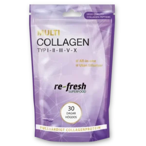 MultiCollagen 150 g Re-fresh - kollagenpulver med flera kollagentyper för leder, hud och återhämtning i biohacking-rutin